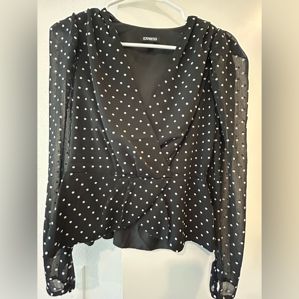 Express Black Polka Dot Women's Top Size S